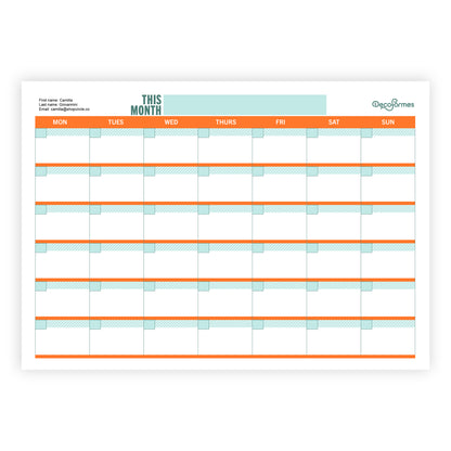 Editable Monthly Calendar - PDF Template
